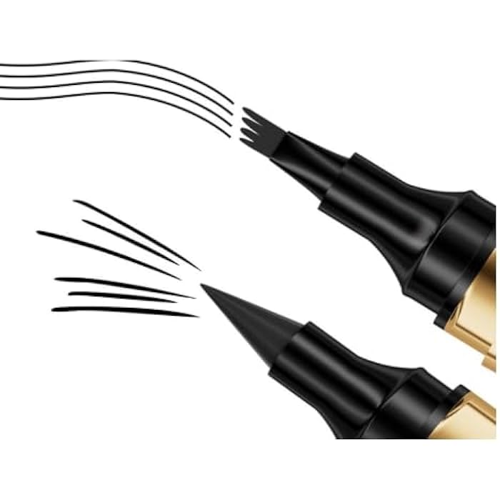 2-in-1 Eyeliner and Eyebrow Pencil Eyebrow Pen with Fork Tip Long-lasting Waterproof Eyeliner and Brow Pen,(Black eyeliner- dark brown eyebrow) - Image 2